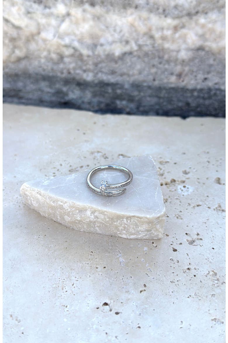 Cubic Zirconia Nail Bypass Ring, Alternate, color, SILVER
