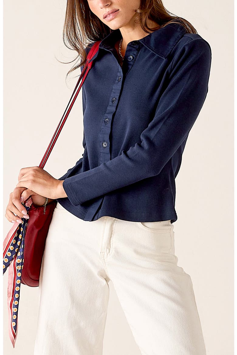 Earhart Button Down Ribbed Oxford, Main, color, Navy