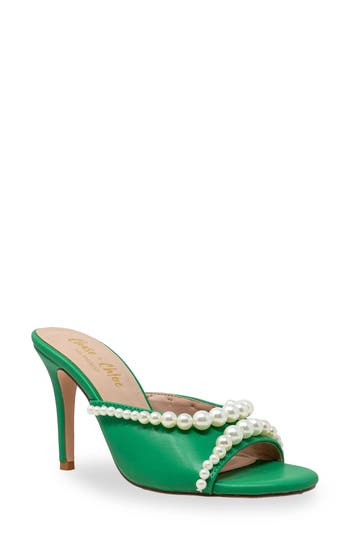 Chase & Chloe Chase And Chloe Faux Pearl Embellished Sandal In Green