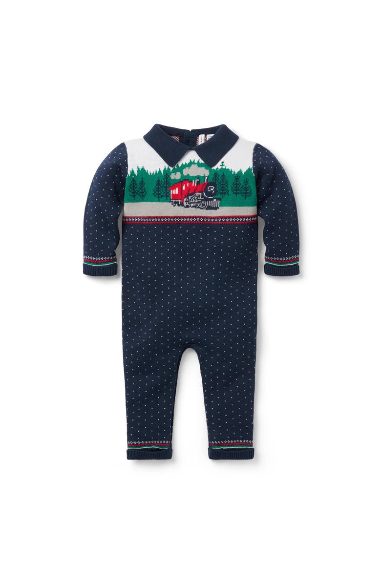 Janie and Jack Baby Train Collared One-Piece, Main, color,