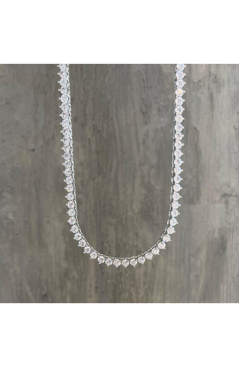 Leni James The Kate 3 Prong 3mm Tennis Necklace, Alternate, color, Silver