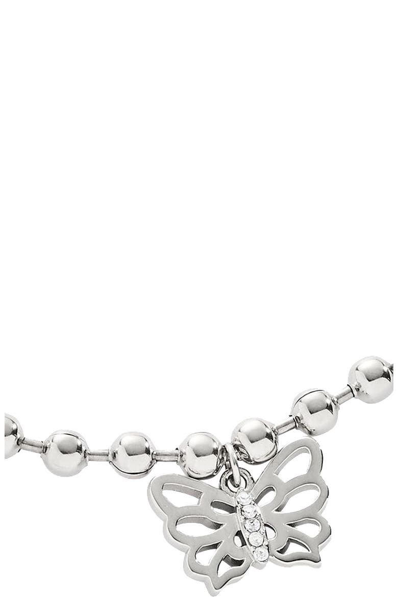 Butterfly Ball Chain Bracelet, Alternate, color, Silver