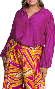 FLYING TOMATO Textured Hidden Placket Button-Up Top