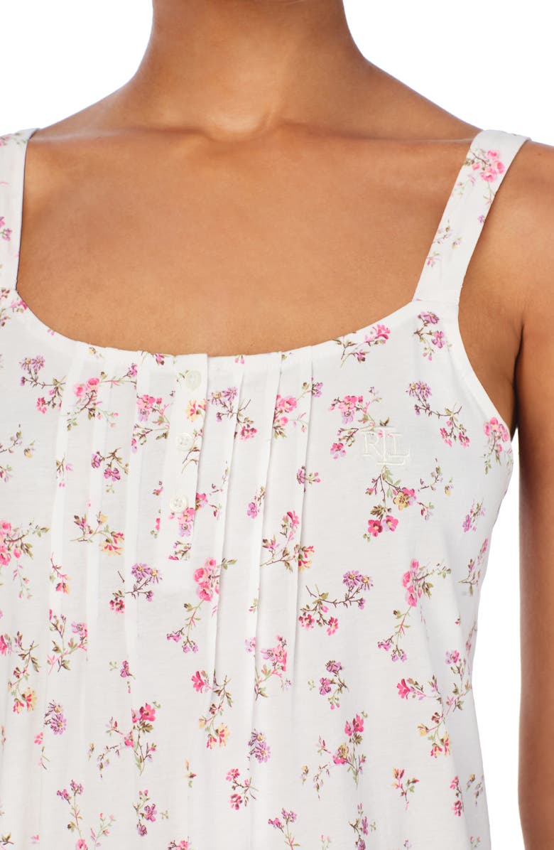 Lauren Ralph Lauren Lace Trim Floral Cotton Nightgown, Alternate, color, 
