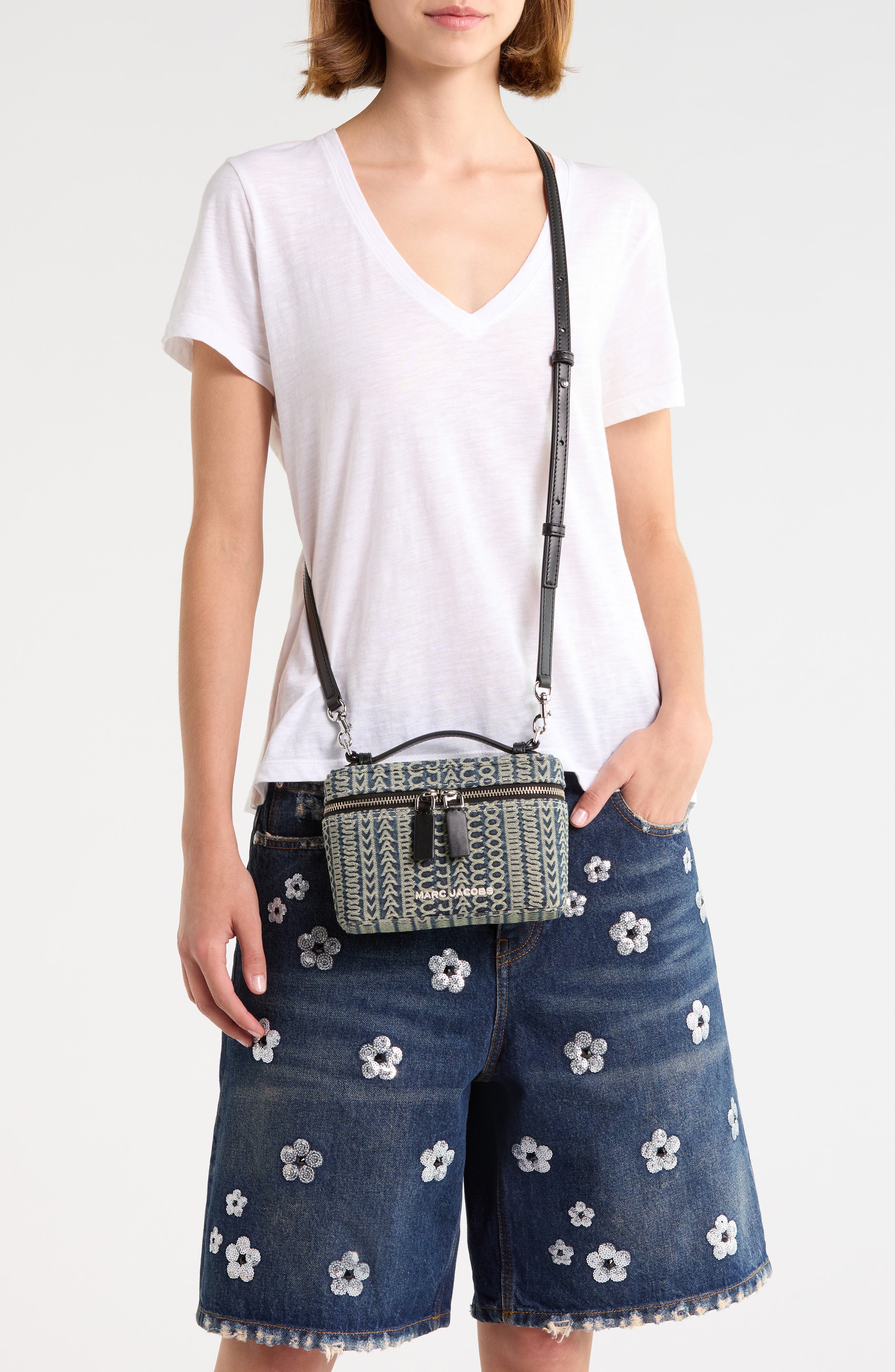 The Monogram Denim Groove Vanity Bag, Alternate, color, INDIGO