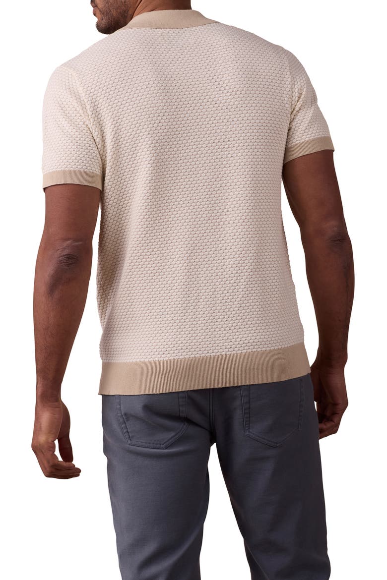 Robles Jacquard Knit Short Sleeve Button-Up Shirt, Alternate, color, IVORY/ KHAKI