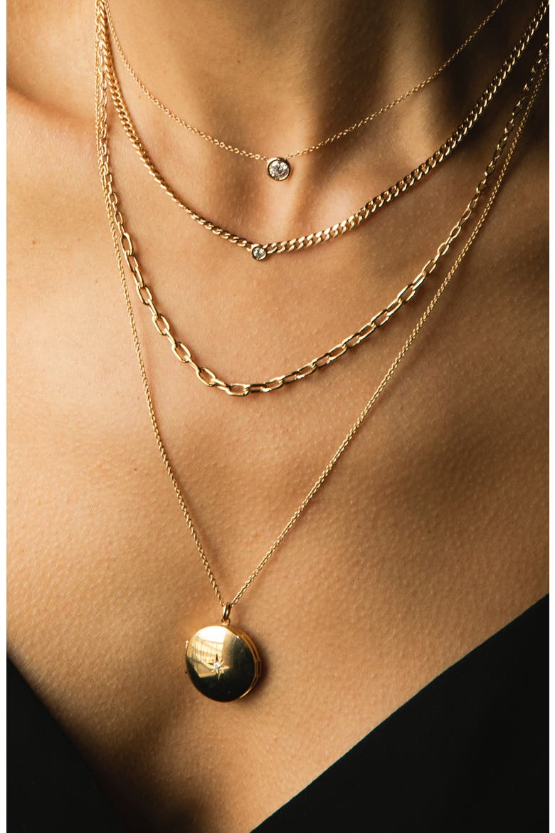 Floating Diamond Curb Chain Necklace, Alternate, color, YELLOW GOLD