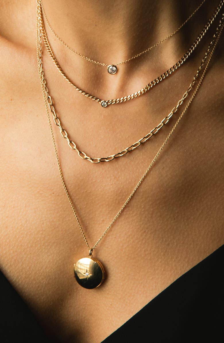 Zoë Chicco Floating Diamond Curb Chain Necklace, Alternate, color, Yellow Gold