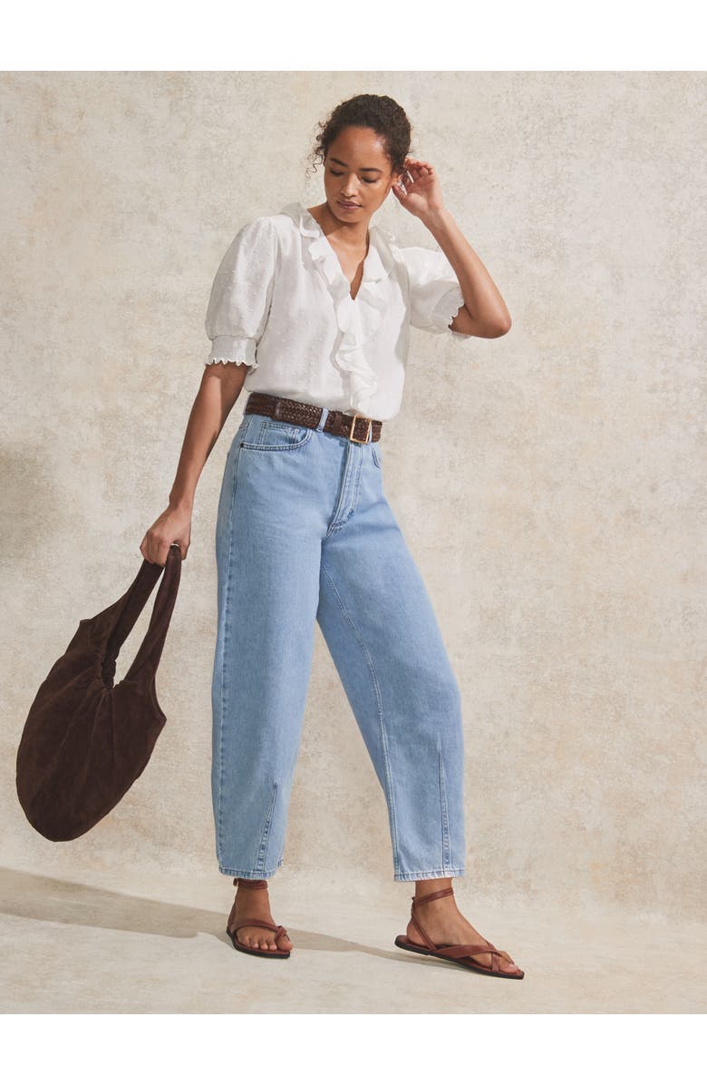 Ro&Zo Dobby Frill Front Top, Alternate, color, Ivory