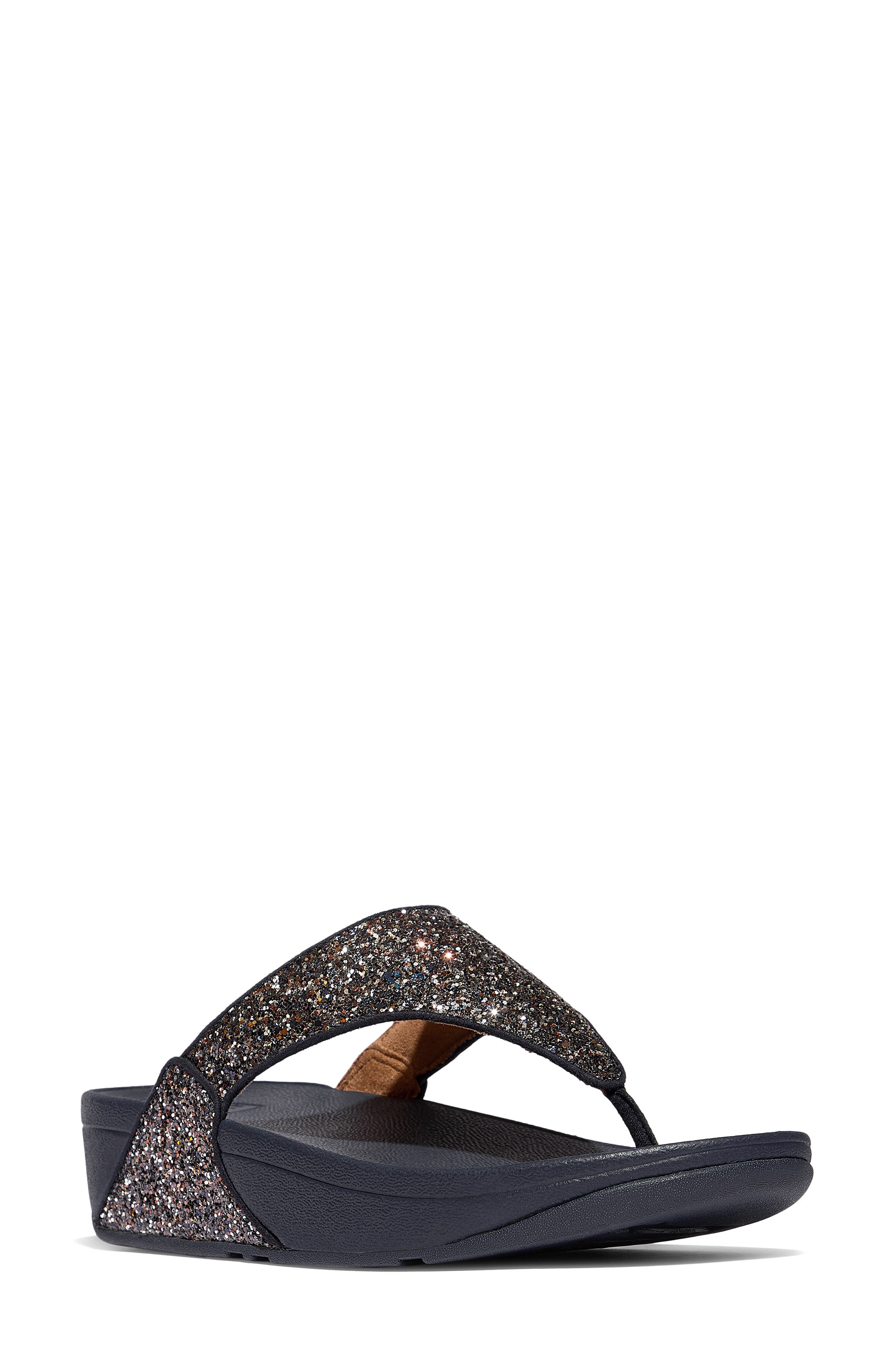 FitFlop Lulu Glitter Post Toe Wedge Sandal