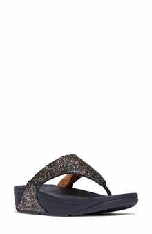 Lulu Glitter Post Toe Wedge Sandal