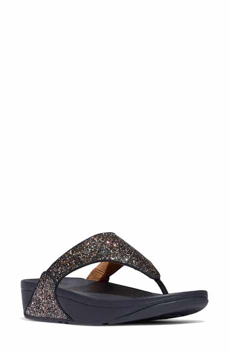FitFlop Lulu Glitter Post Toe Wedge Sandal
