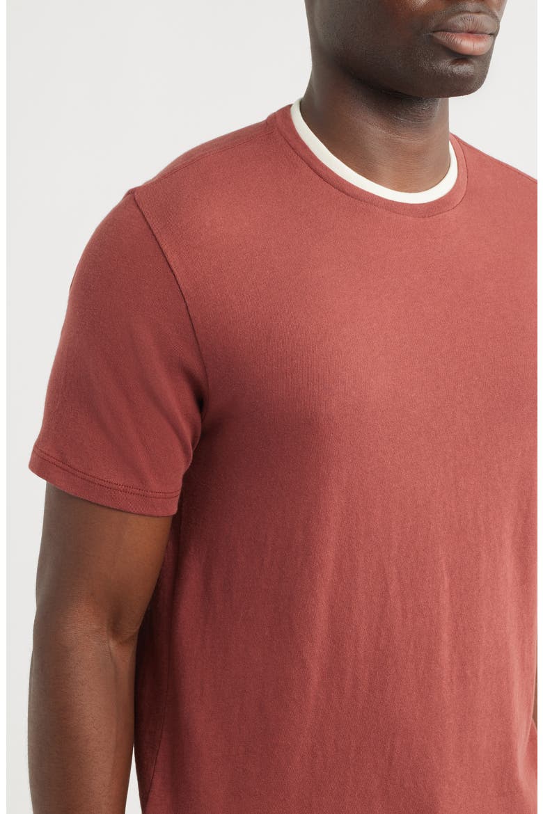 Loose Knit Double Collar Crewneck T-Shirt, Alternate, color, RED ROCK/ BLANCO