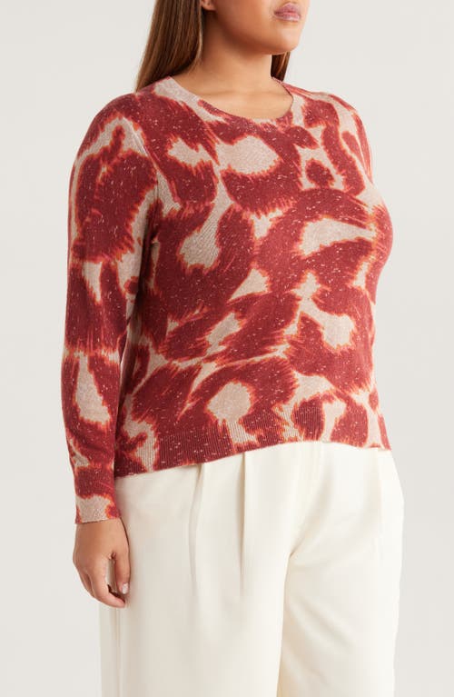 Nic + Zoe Nic+zoe Abstract Animal Supersoft Sweater In Burgundy