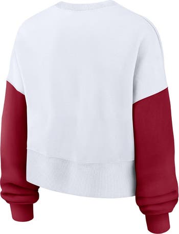 売れ筋商品|||ナイキ カットソー トップス レディース Women's White USC Trojans Color-Block Oversized Cropped Pullover Sweatshirt White Nike Women's Nike White USC Trojans Color-Block Oversized
