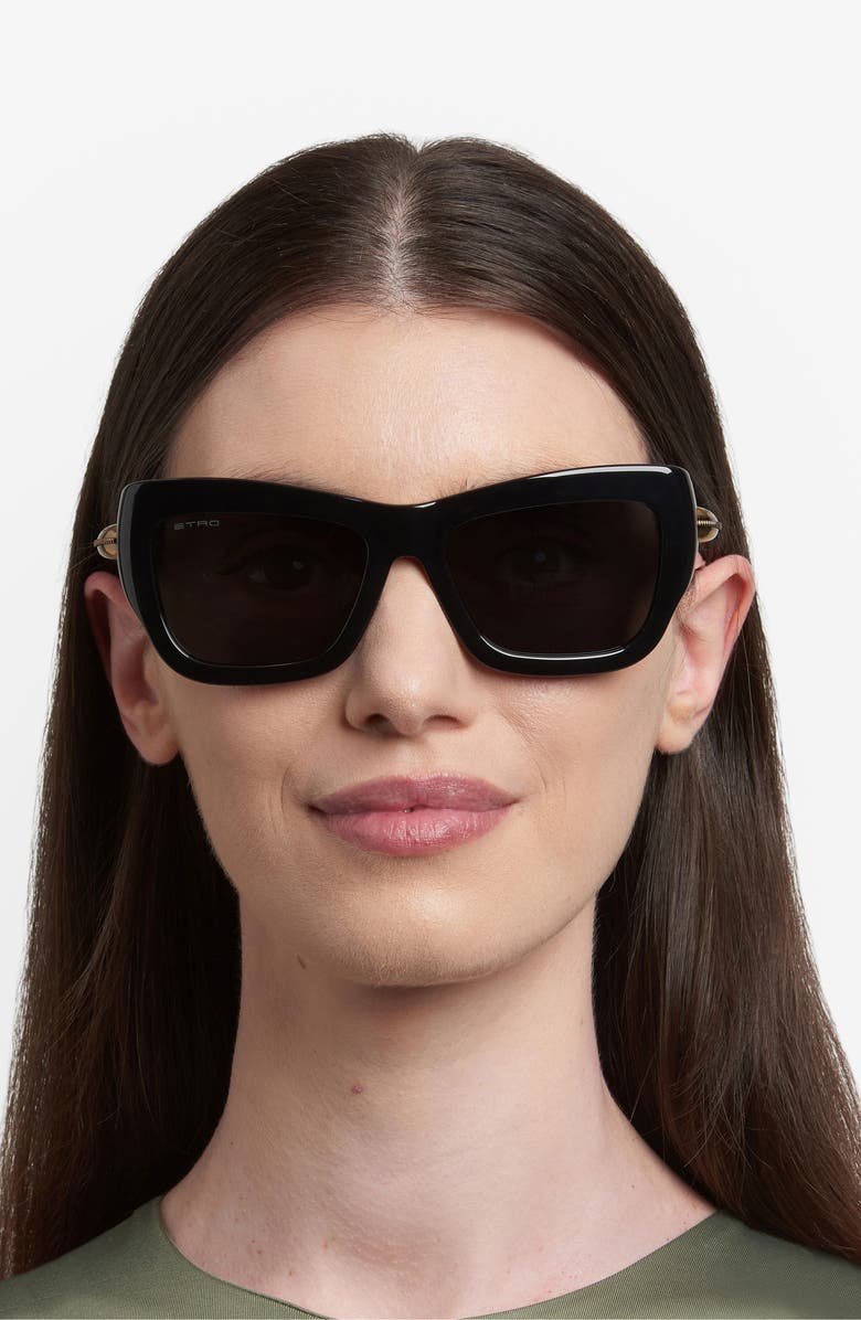 Etro 56mm Rectangular Sunglasses, Alternate, color, Black/ Grey