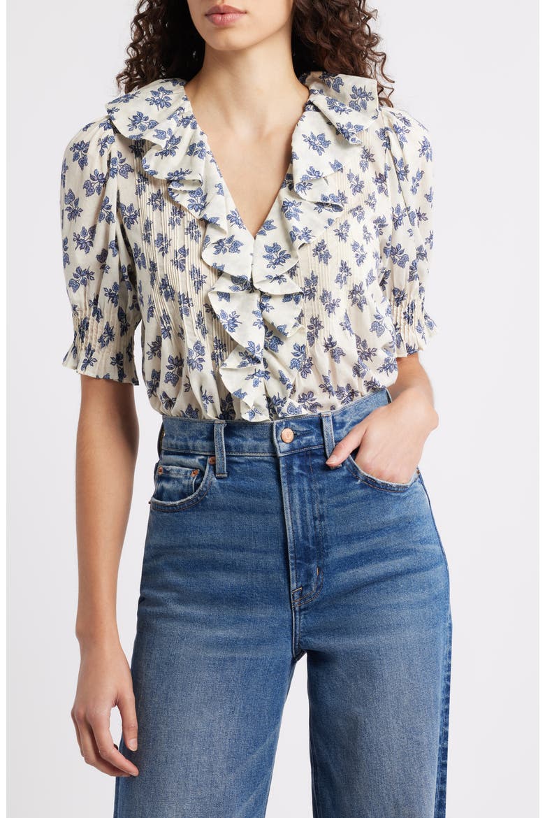 Henri Organic Cotton Voile Top, Main, color, BLEU ROSIER FLORAL