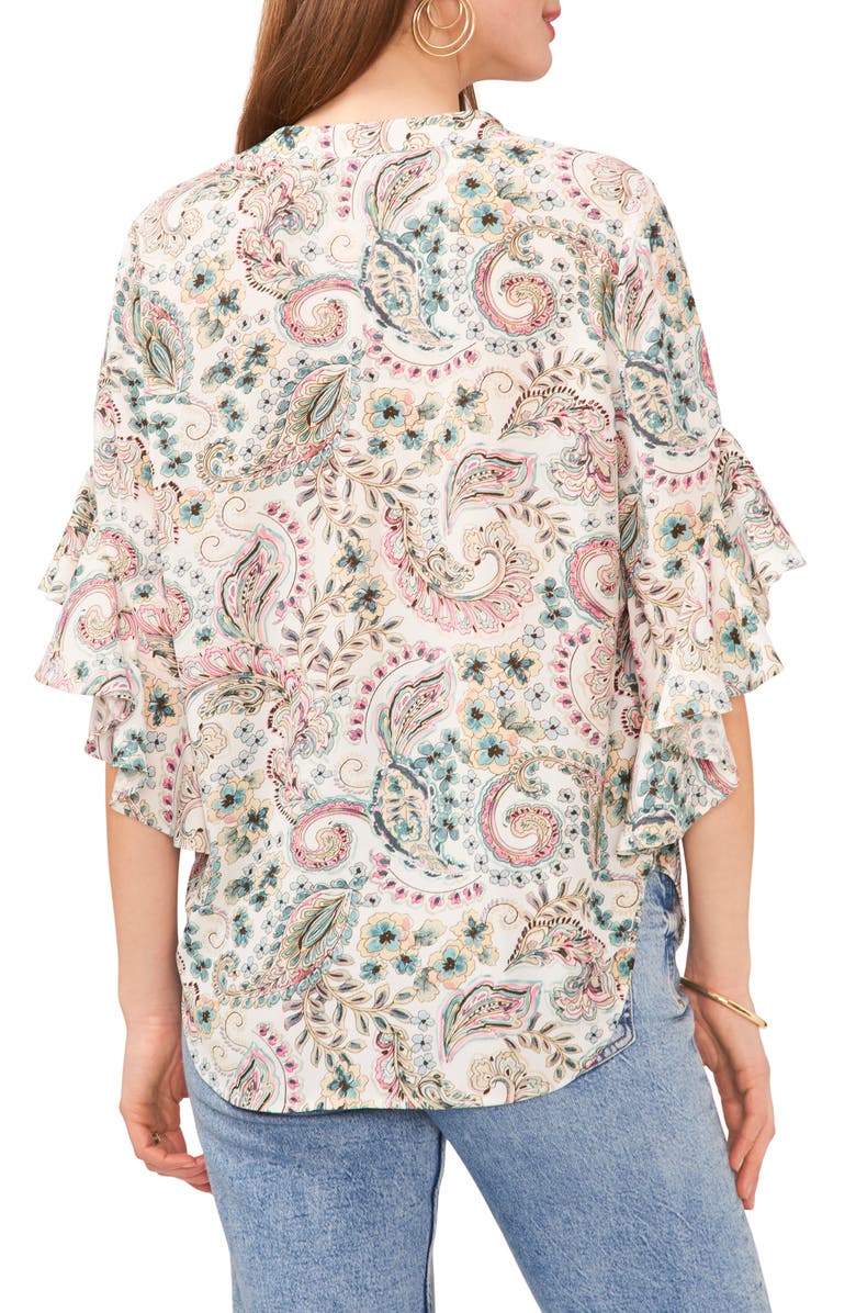 Vince Camuto Paisley Flutter Sleeve Georgette Top, Alternate, color,