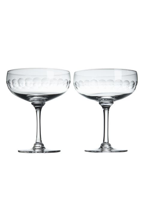 Set of 2 Crystal Cocktail Glasses