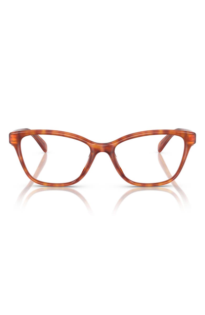 COACH 53mm Pillow Optical Glasses, Main, color, Caramel Tortoise / Demo Lens