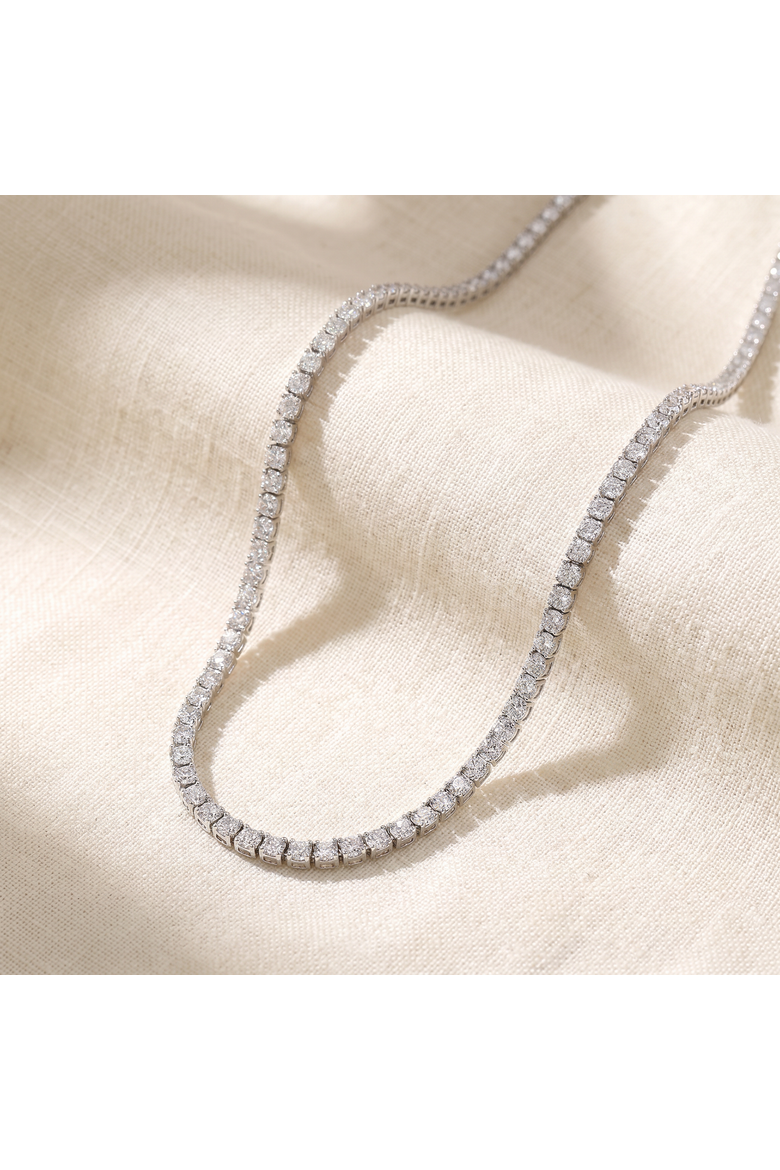 Certified 38.34Ct Natural Diamond 25.5" Tennis Necklace 14k Gold, Alternate, color, 14k White Gold