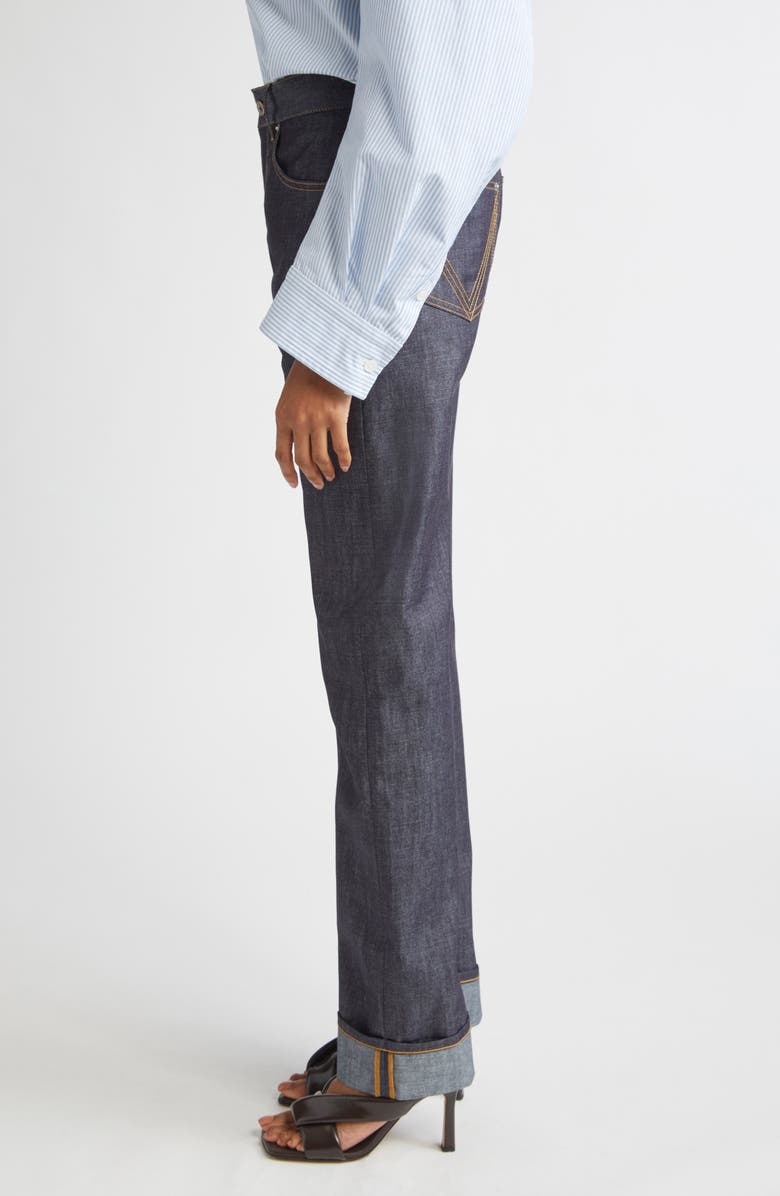 Bottega Veneta Turned Up Straight Leg Jeans, Alternate, color, 4245 Indigo