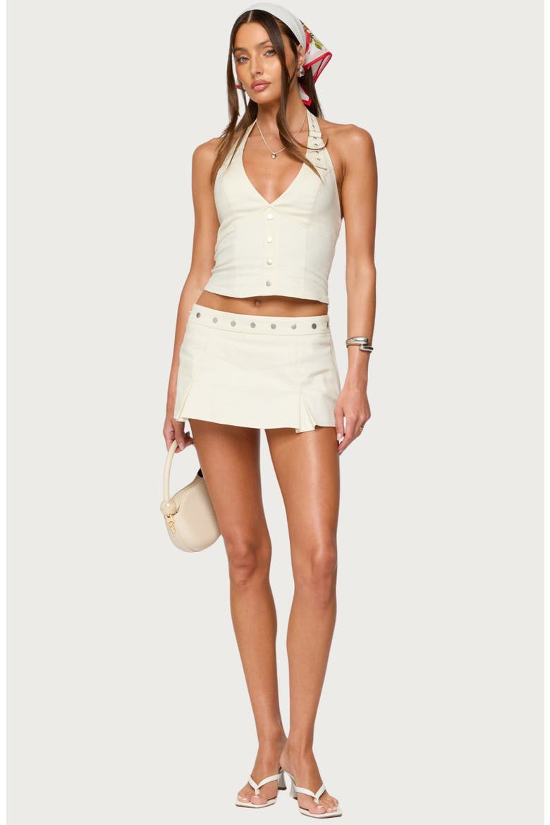 Keli Buckle Halter Crop Top, Alternate, color, CREAM