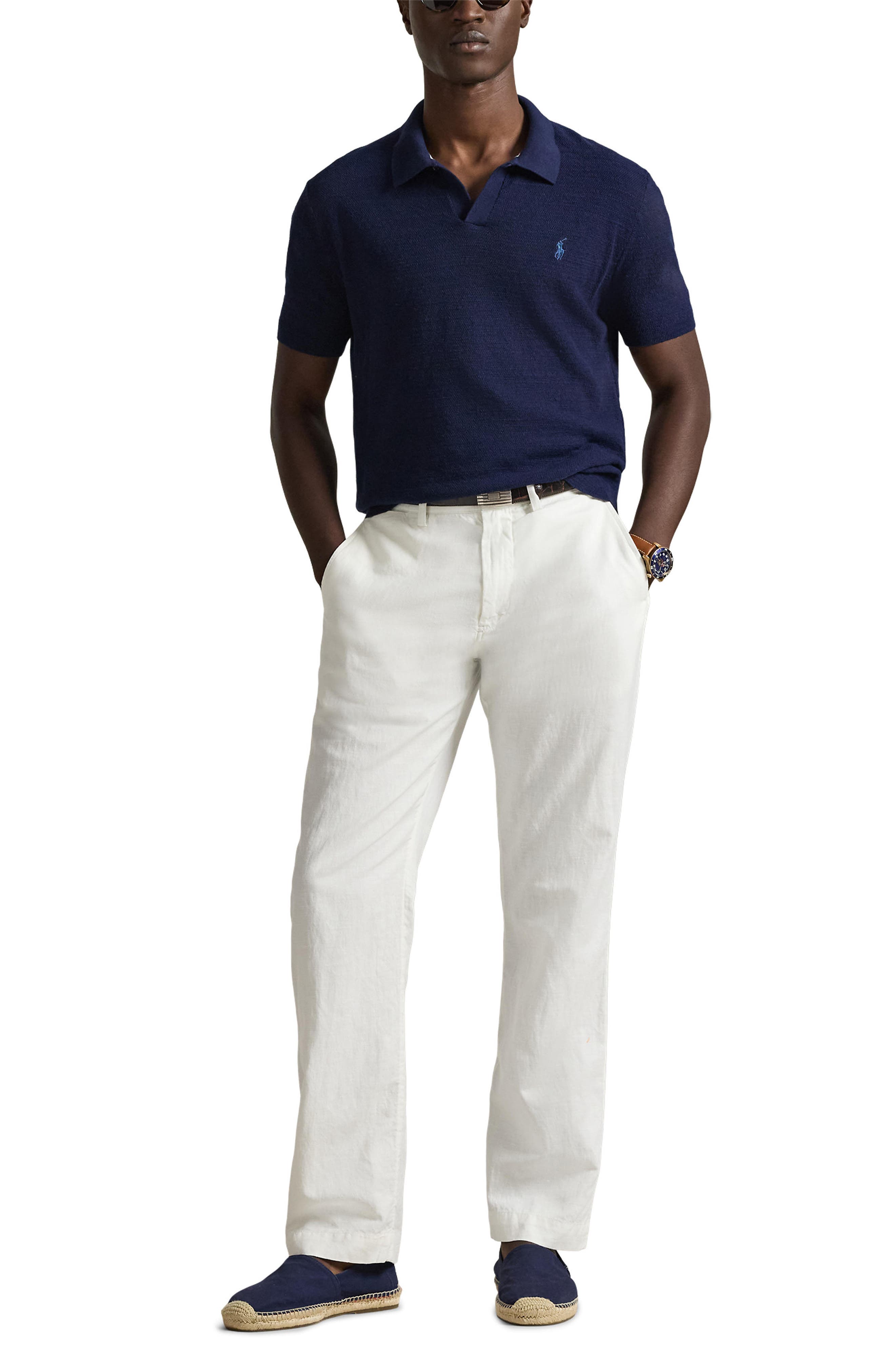 Polo Ralph Lauren Textured Seed Stitch Cotton & Linen Polo — фото 7