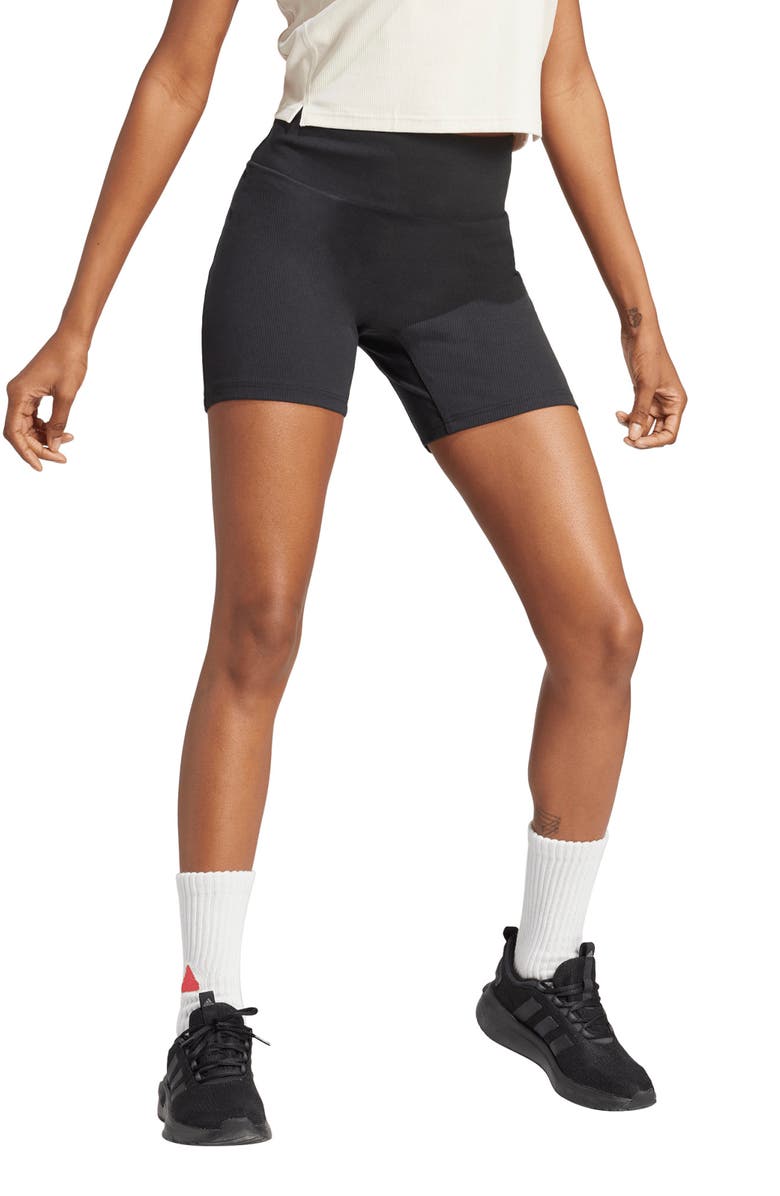 adidas Rib High Waist Bike Shorts, Alternate, color, 