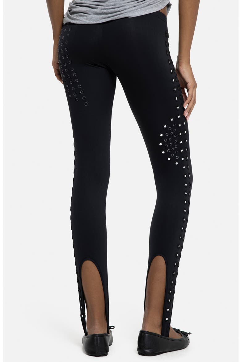 Mirror Eyelet Stirrup Pants, Alternate, color, BLACK