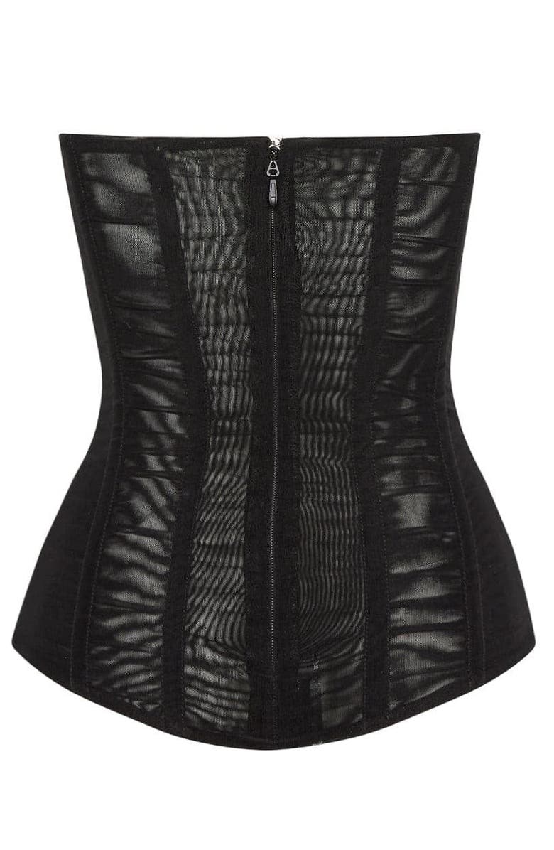LEAU Muse Mesh Corset Top, Alternate, color, Black