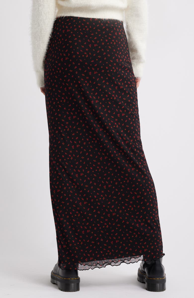 BP. Printed Mesh Maxi Skirt, Alternate, color, Black- Red Ditsy Print
