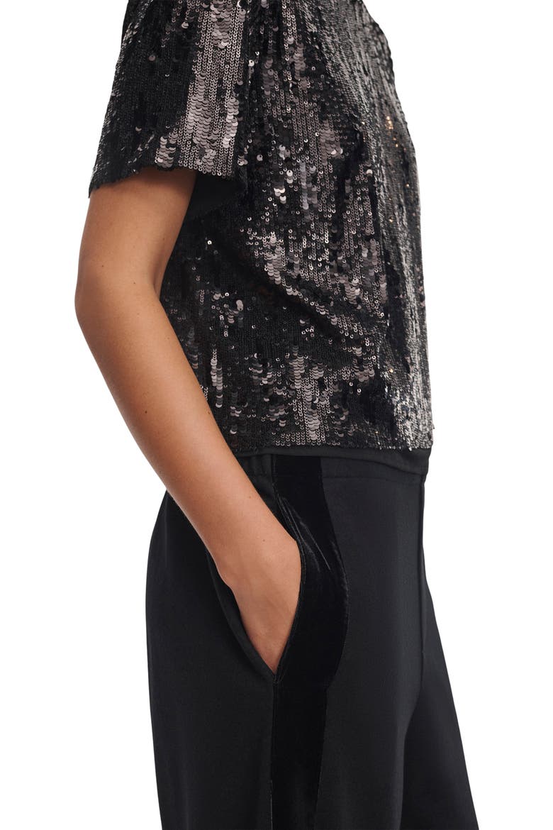 Melanie Wide Leg Wool Track Pants, Alternate, color, BLACK