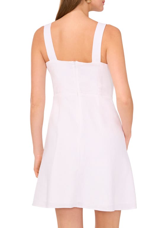 Shop Vince Camuto Square Neck Linen Blend Minidress In Ultra White