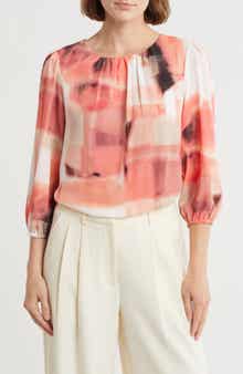 DKNY Three-Quarter Sleeve Georgette Top