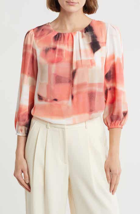 DKNY Three-Quarter Sleeve Georgette Top