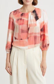 DKNY Three-Quarter Sleeve Georgette Top