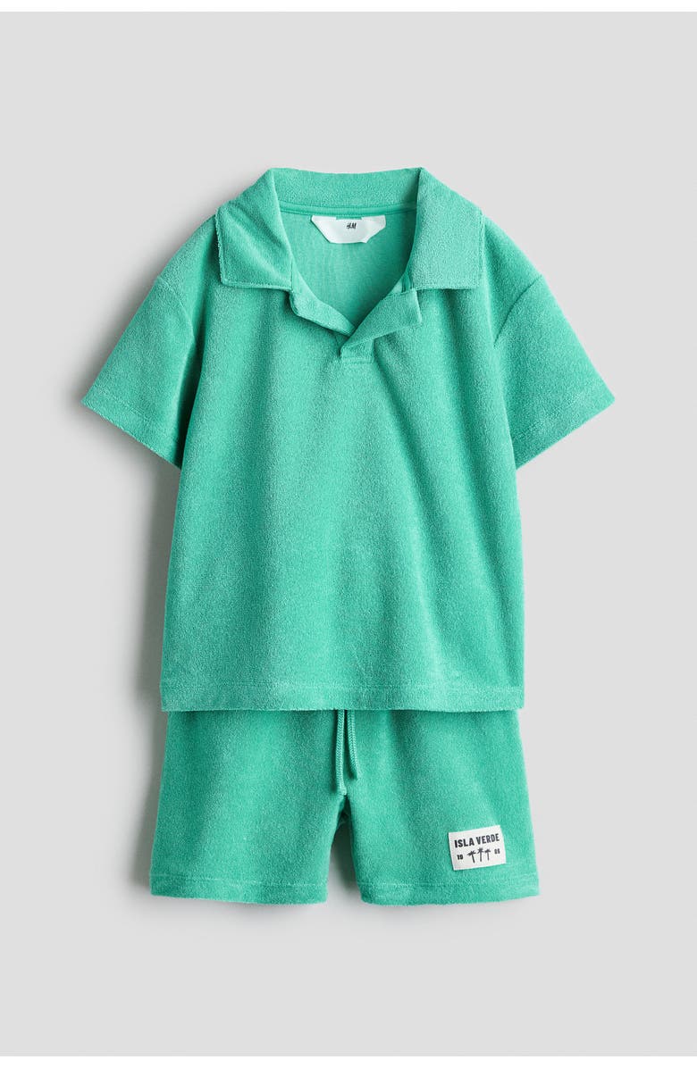 H&M 2-piece Velour Set, Main, color, Bright Green
