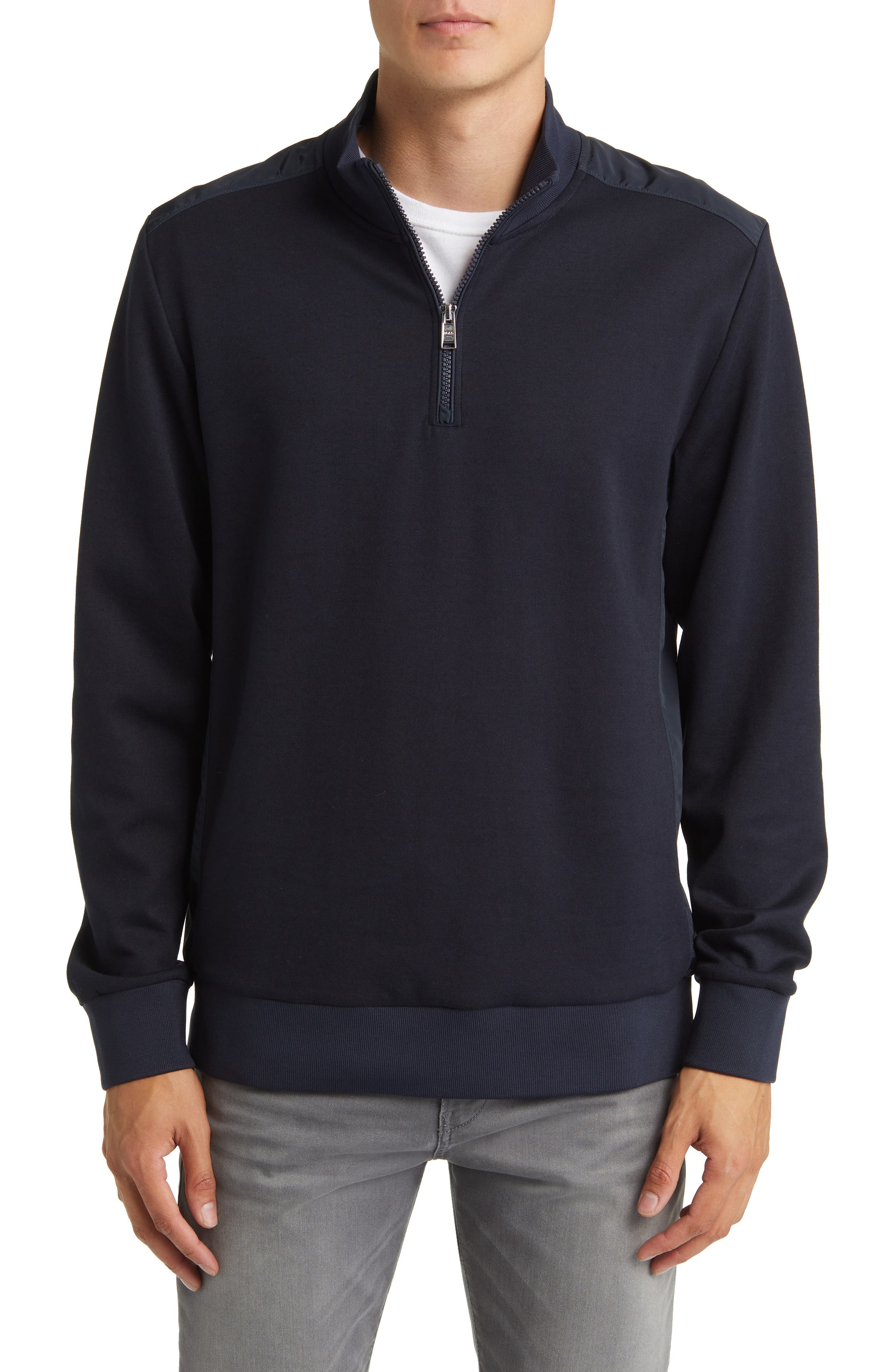 BOSS Sidney Half Zip Cotton Blend Pullover