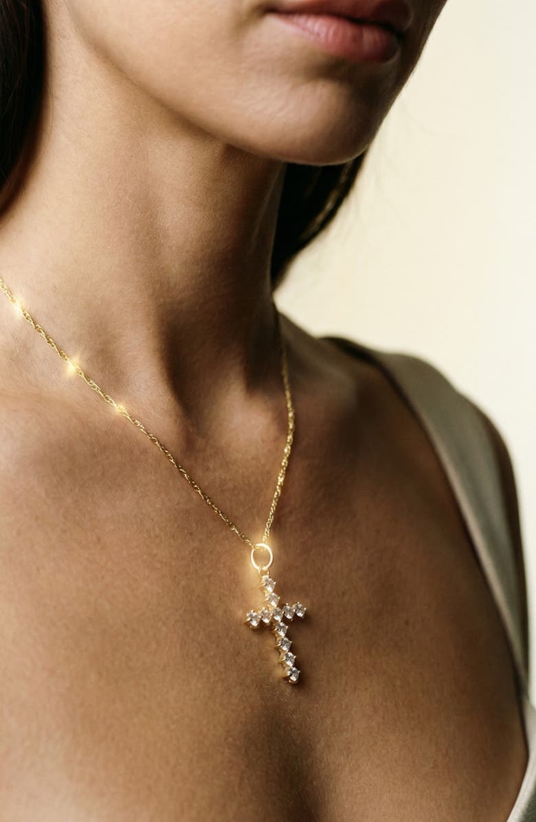 ARGENTO VIVO Cubic Zirconia Cross Pendant Necklace, Alternate, color, 