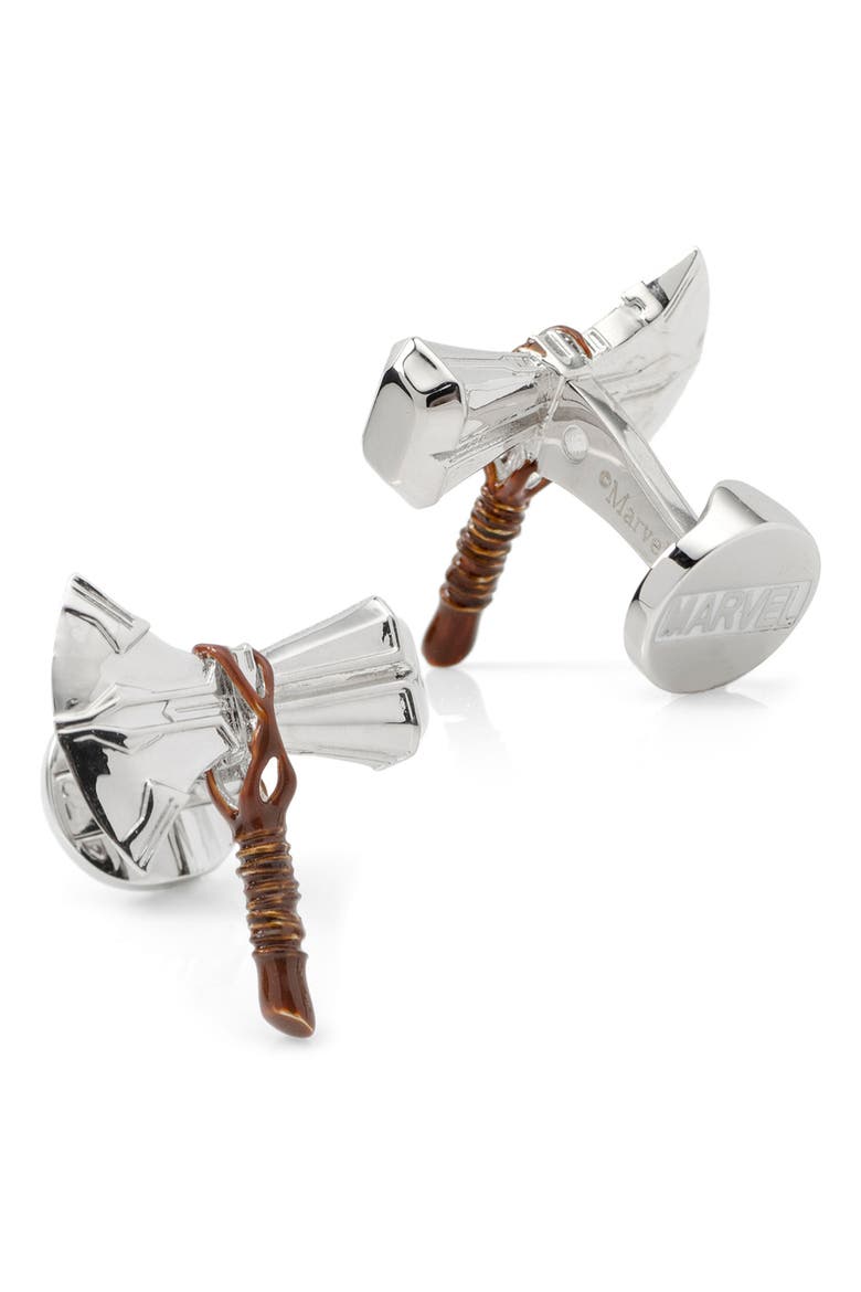 3D Stormbreaker Cuff Links, Alternate, color, SILVER