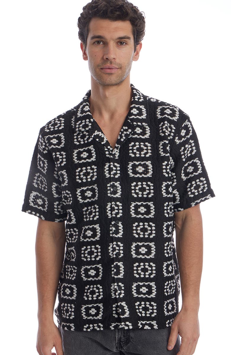 PX Embroidered Camp Shirt, Alternate, color, Black