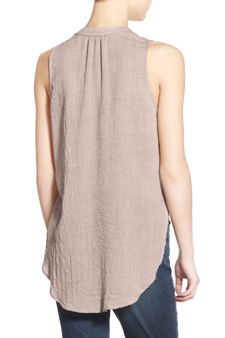 Lace-Up Sleeveless Henley Top, Alternate, color, ASHES