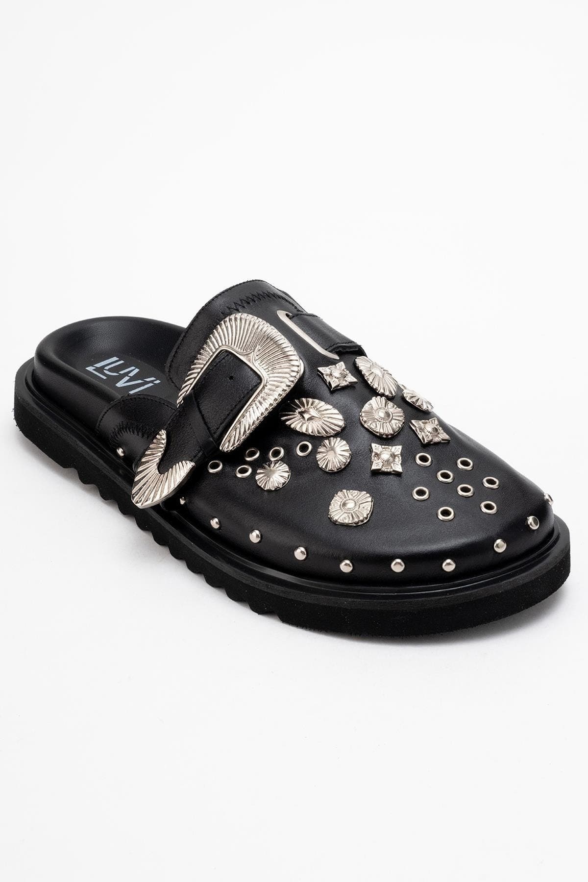 Forever & Always Shoes Maril Leather Buckle Sandal, Alternate, color, Black Leather