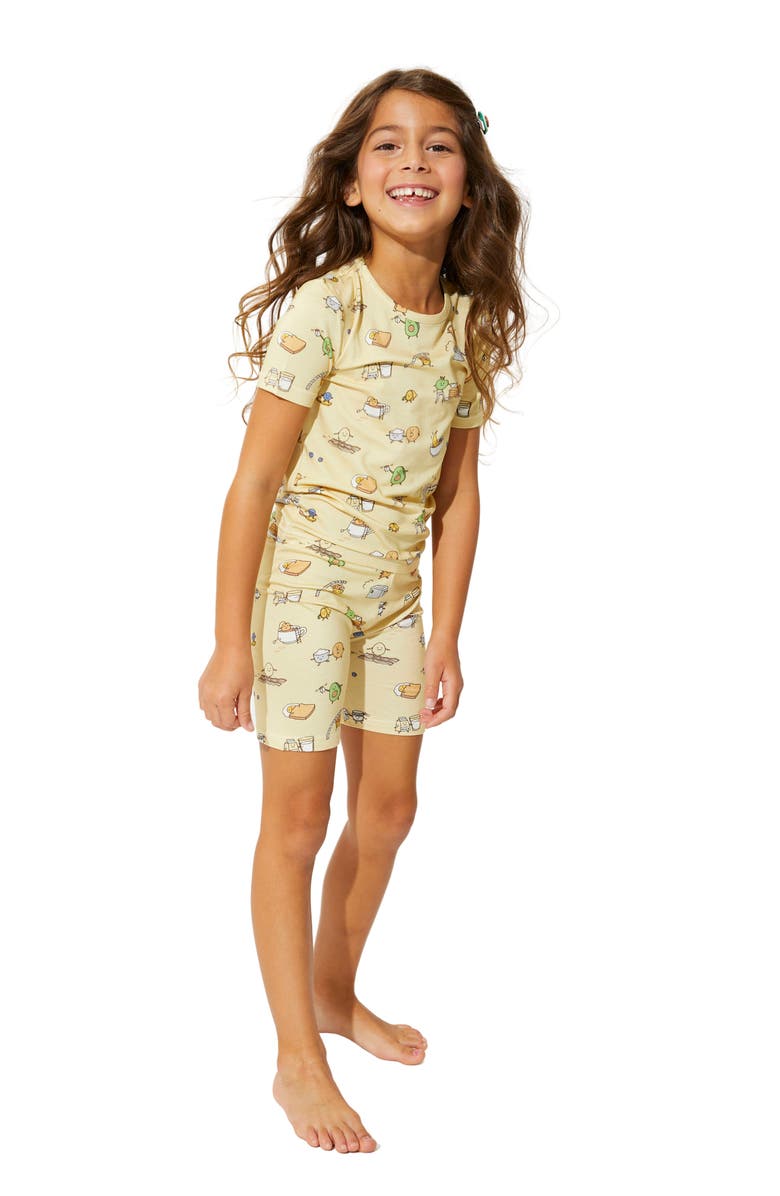 Bellabu Bear Kids' Love You Brunches Fitted Two-Piece Short Pajamas, Alternate, color, 