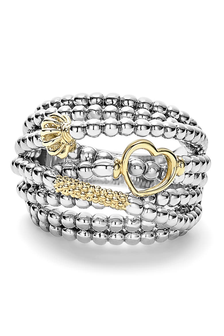 'Caviar Icon' Multi-Row Dome Ring, Alternate, color, SILVER