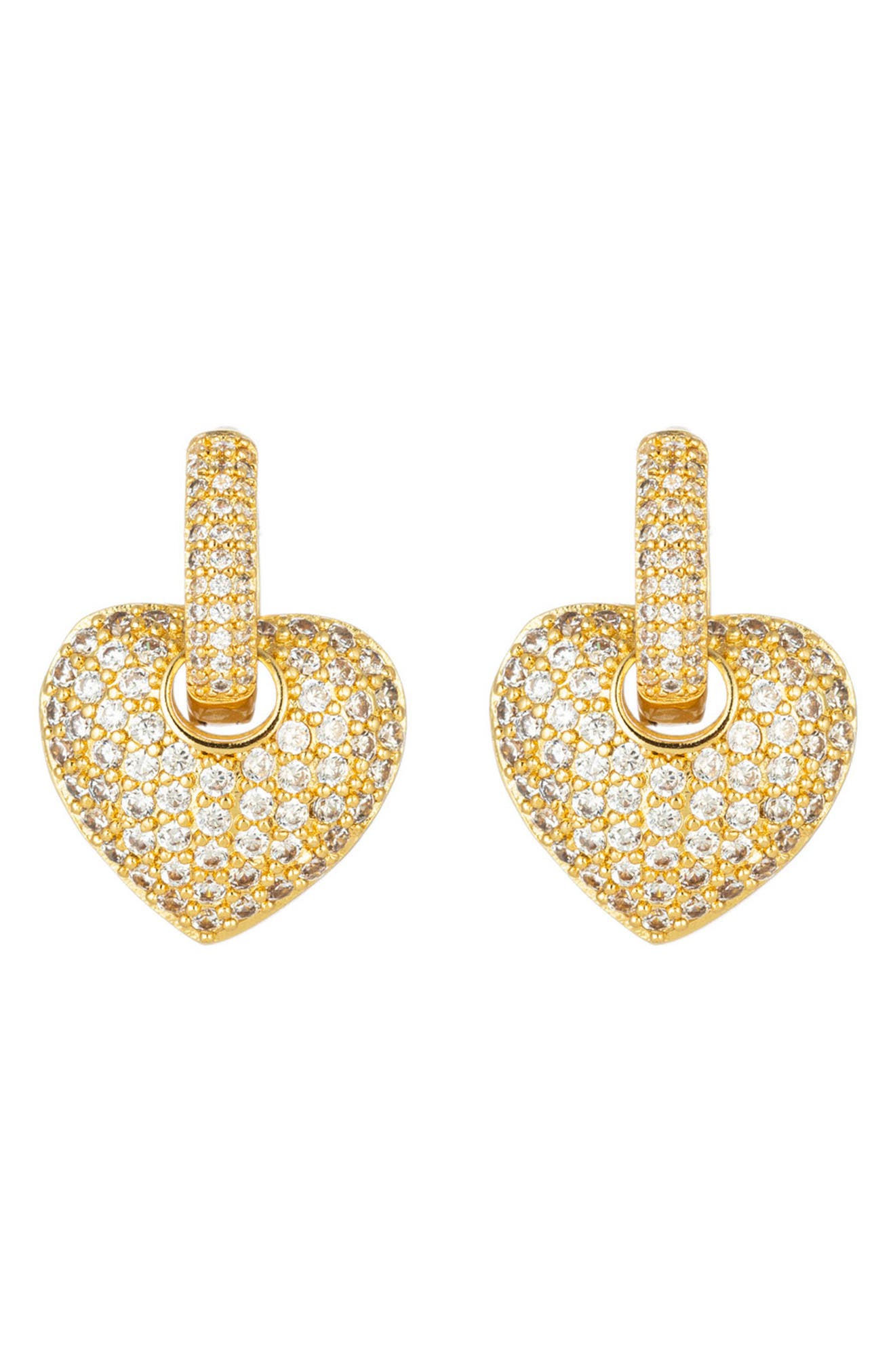 EYE CANDY LOS ANGELES Golden Hearts CZ Huggie Earrings