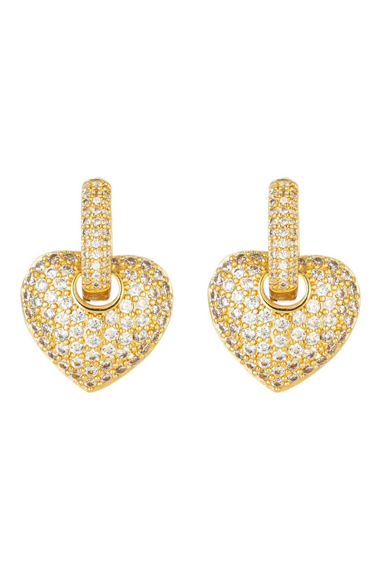 Golden Hearts CZ Huggie Earrings, Main, color, GOLD