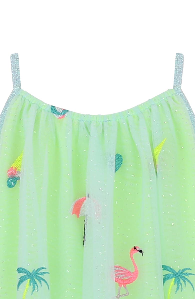 Zunie Kids' Embroidered Mesh Dress, Alternate, color, Yellow