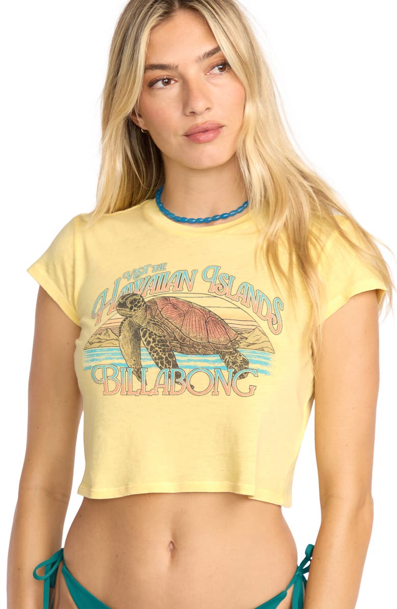 Billabong Going on Vacay Crop Graphic T-Shirt, Alternate, color, Retro Yellow